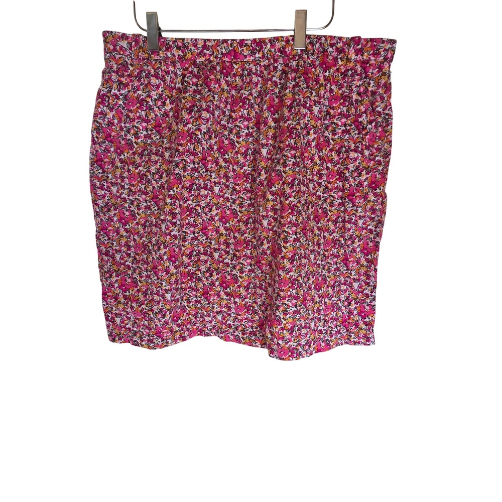 G.H. Bass & Co Womens Floral Mini Skirt Pink Orange Cotton Size 12 R503